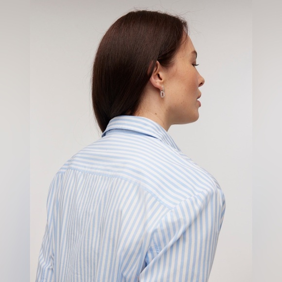 Madewell Darted Long-Sleeve Button-Up Shirt NP043 Sz 4 Powder Blue Striped NWT - Picture 6 of 7